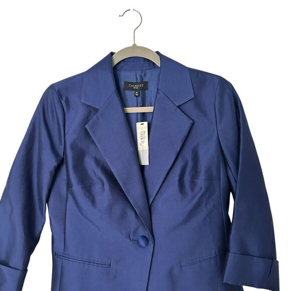 Talbots Navy Blue Silk The Grace Fit Blazer | 8P - Picture 3 of 6